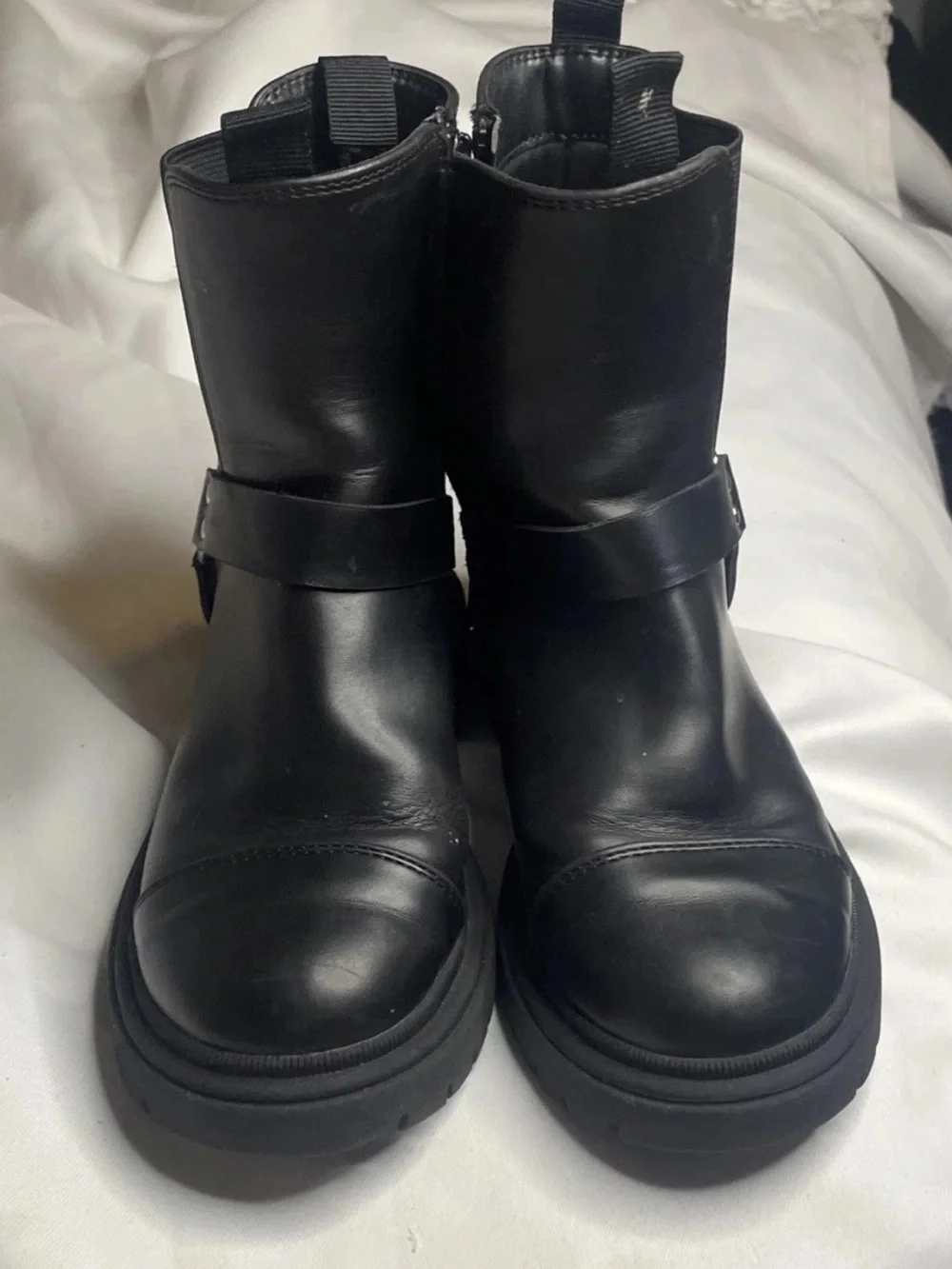 SIZE 1Y- Girls-BLACK ZIP UP BOOTS ART CLASS BUCKLE CROSBY BOOTS STRETCH